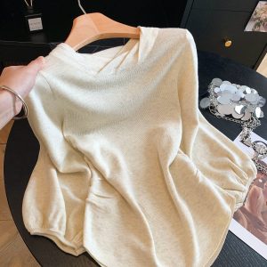 2026 Korean Loose 3/4 Sleeve Lantern Sleeve Knit Top