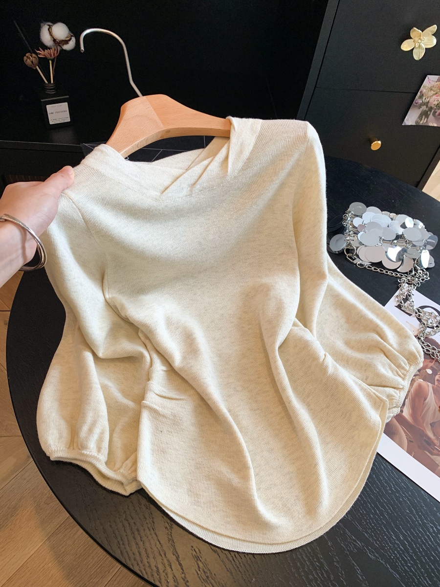 2026 Korean Loose 3/4 Sleeve Lantern Sleeve Knit Top
