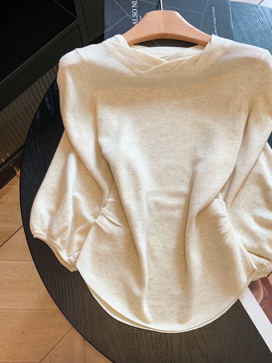 2026 Korean Loose 3/4 Sleeve Lantern Sleeve Knit Top - Image 2