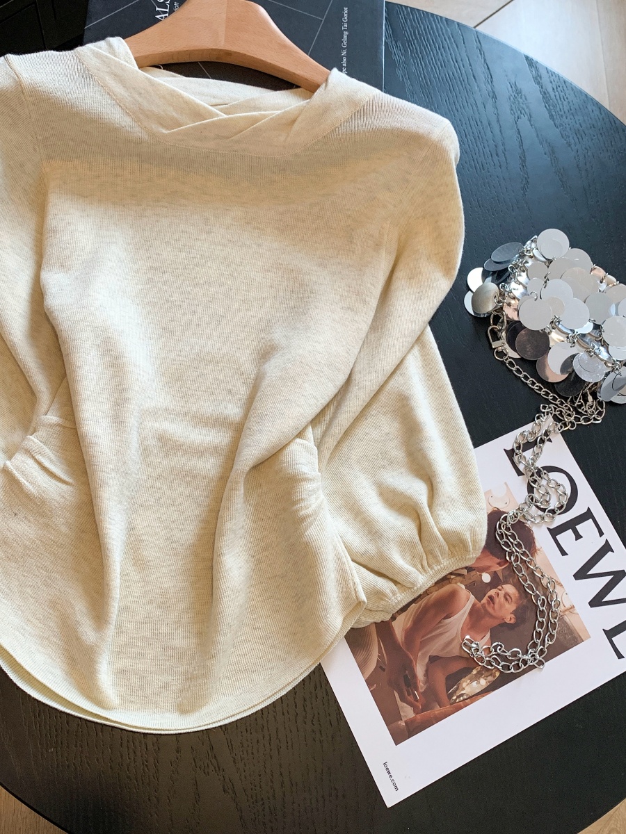 2026 Korean Loose 3/4 Sleeve Lantern Sleeve Knit Top - Image 4